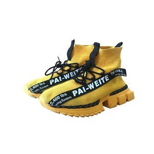 Shedso Men’s Pai-Weite Yellow Sneakers